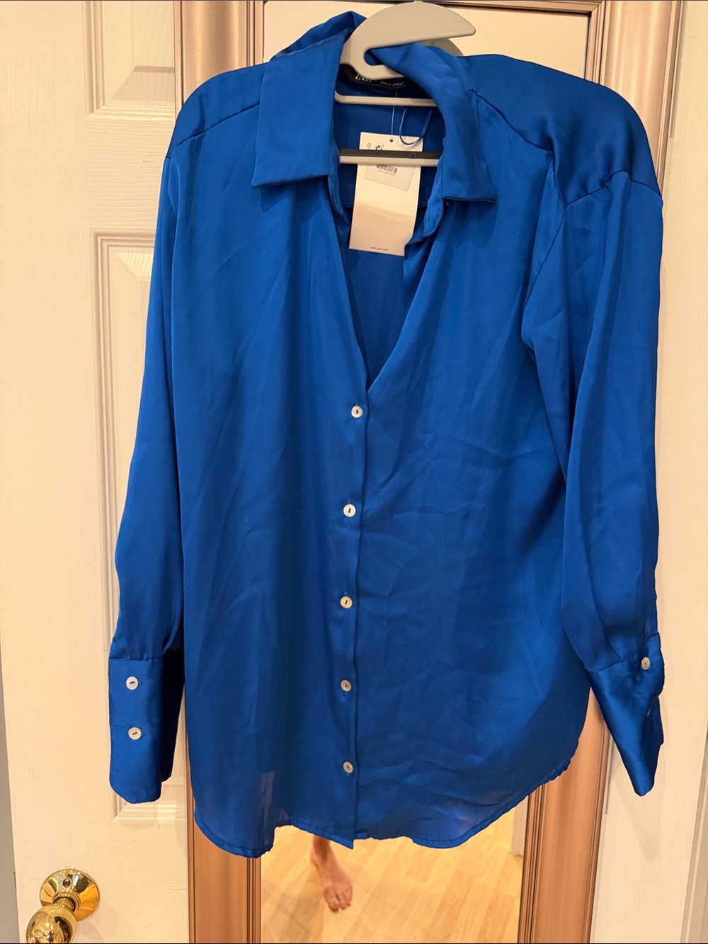 Zara Royal Blue Button-Up Blouse New With Tags